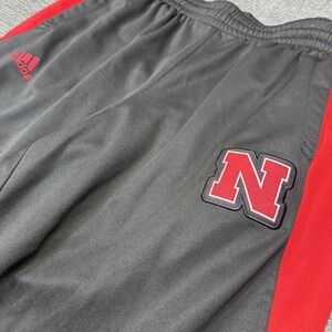 Nebraska Cornhuskers Player Training Pants Mens L Black Red Adidas Zip Ankle